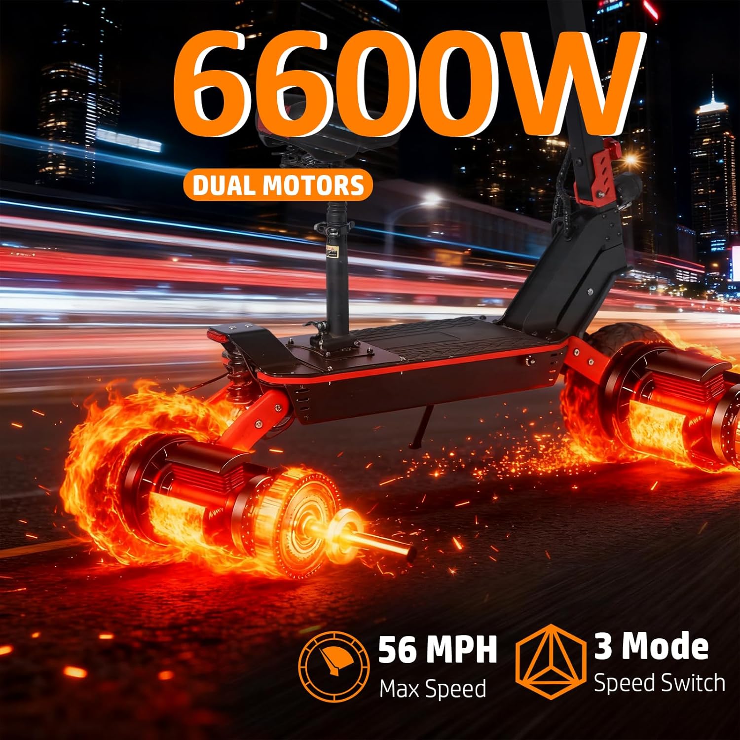 11 inch Off-Road Electric Scooter Dual Drive 6600W60V27AH Lithium Battery Intelligent Folding high-Power Small Electric Scooter