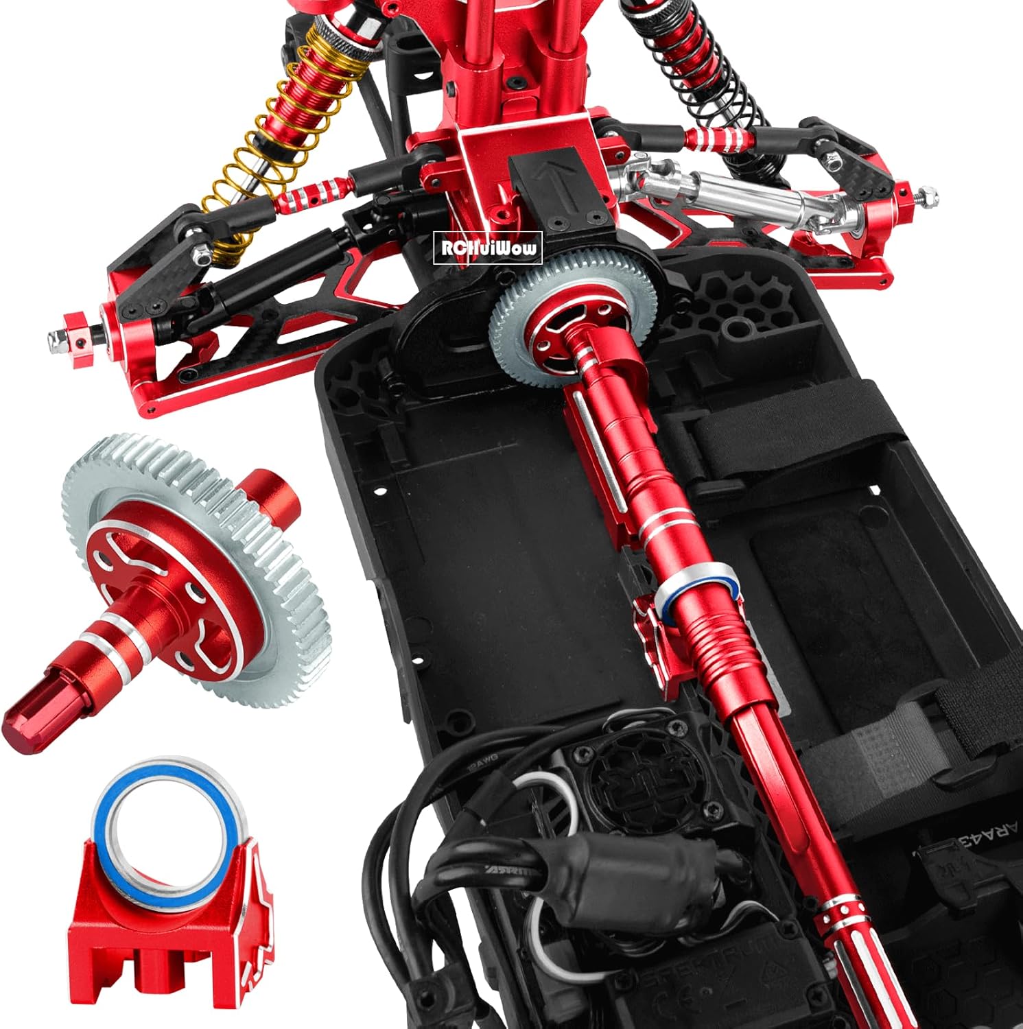 RC Upgrades Part for 1/10 Senton/Granite 3S &550,Shocks,Driveshafts,A Arms,Turnbuckles,Caster Block Set,Gearbox,25T Servo,58T Slipper,Center CVD &Support,Shock Towers,Steering,Red