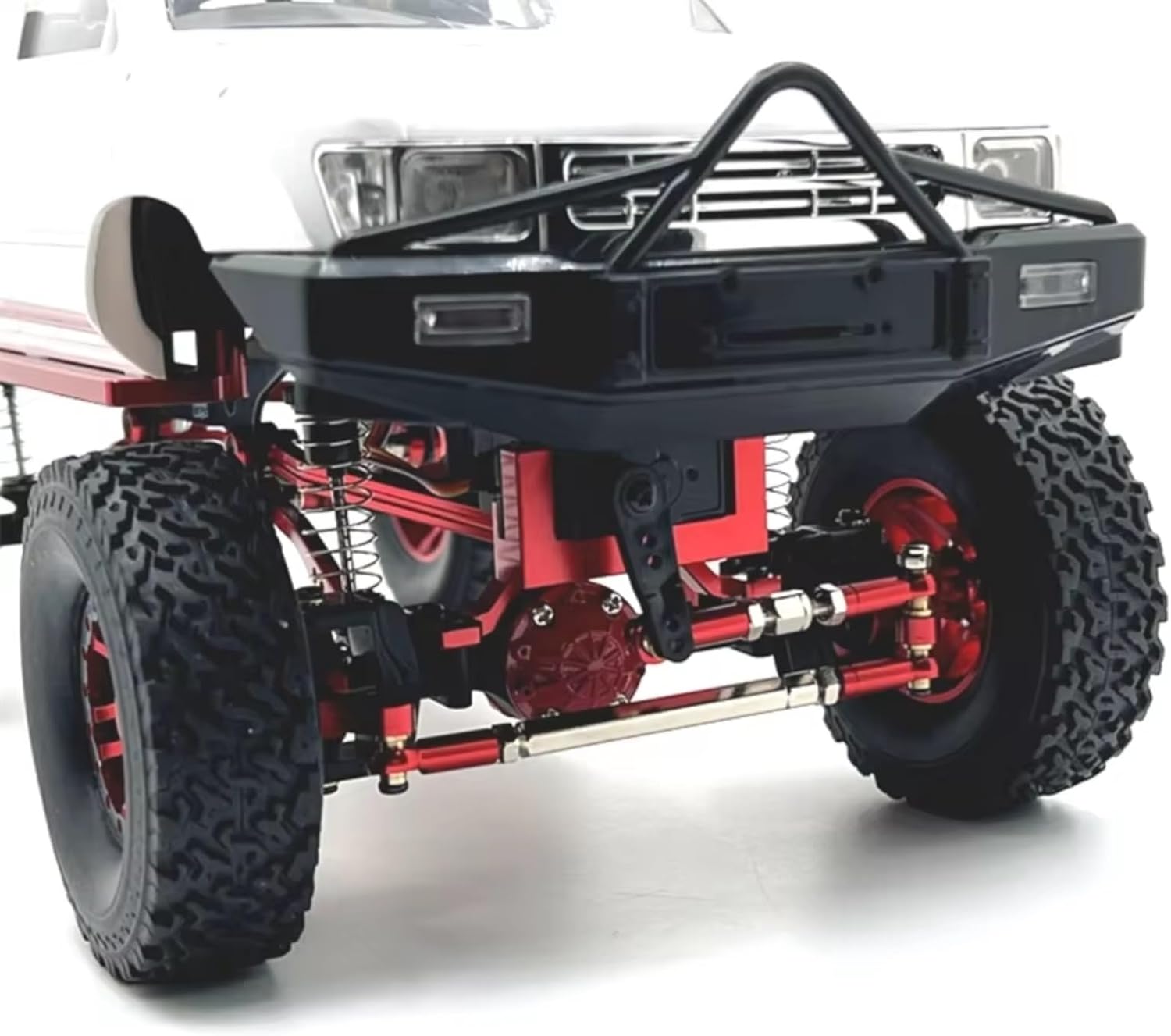 RC Models Parts For WPL C64 1/16 RC Car Parts Metal Upgrade Front And Rear Axle/Wheel Hub/Foot Pedal/Pull Rod/Servo For Seat Set(White)