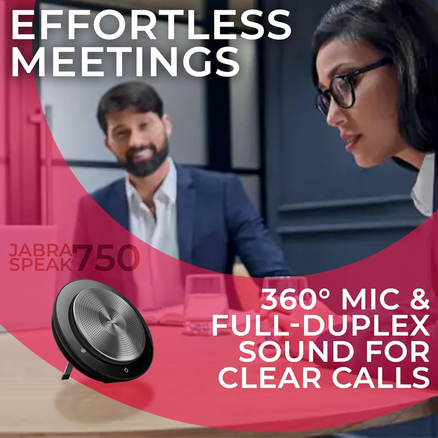 Jabra Speak 750 MS Speakerphone with Bluetooth Dongle- Teams Version- PC, MAC, Tablet, Smartphone Compatible, 7700-309 Bundle with Global Teck Microfiber Cloth