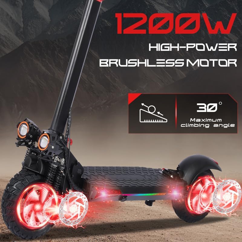 Electric Scooter 900W to 1600W Motor 48V18ah Battery Folding Electric Scooter for Adults 11 Inch Tires Top Speed 30 to 34 MPH Long Range Up to 37 Miles Perfect for Commuting and Leisure