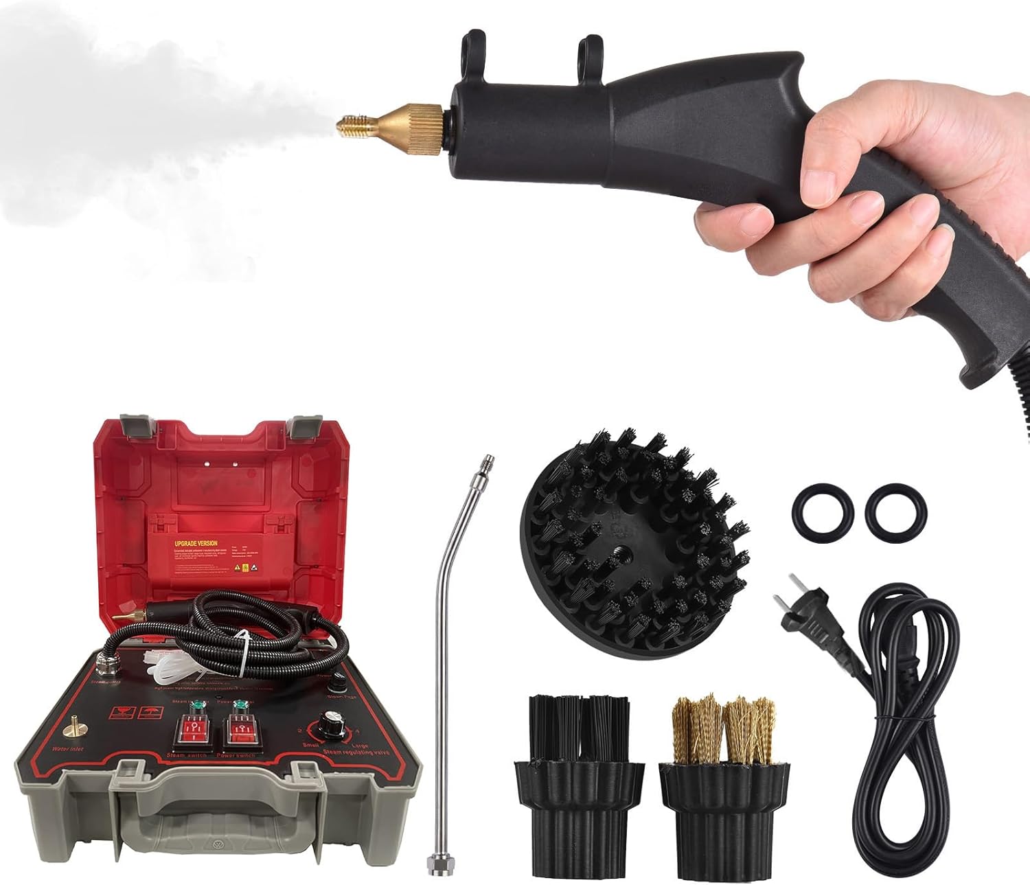 TREEYX High Pressure Steam Cleaner 2000W 4Bar Portable Steam Cleaning Machine Household Handheld Steam Cleaner for Kitchen Bathroom Upholstery Grout (2000w 110V)