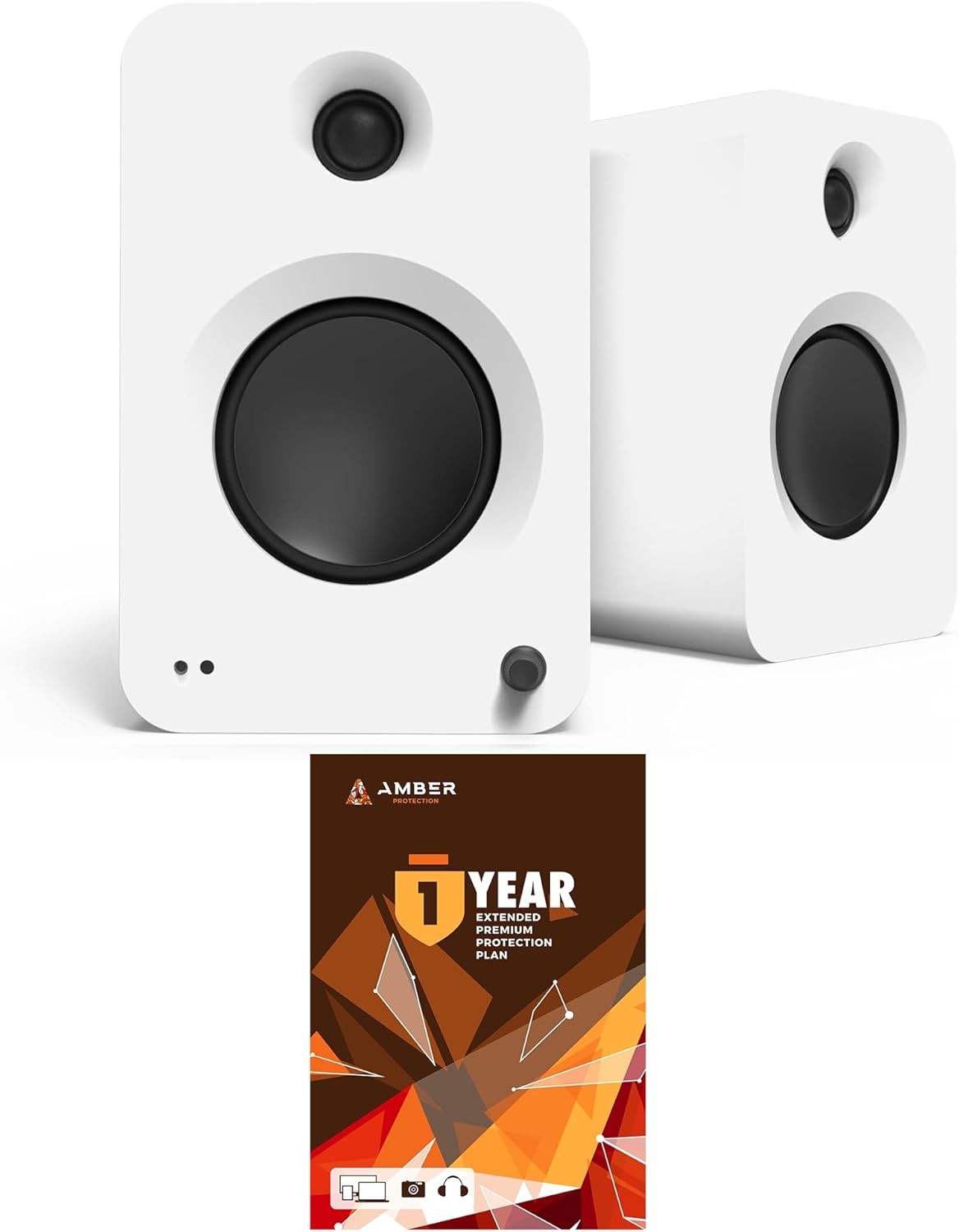 Kanto REN MW Bluetooth Powered Bookshelf Speakers - Matte White Pair with 1 Year Amber Protection Extension Plan (2024)