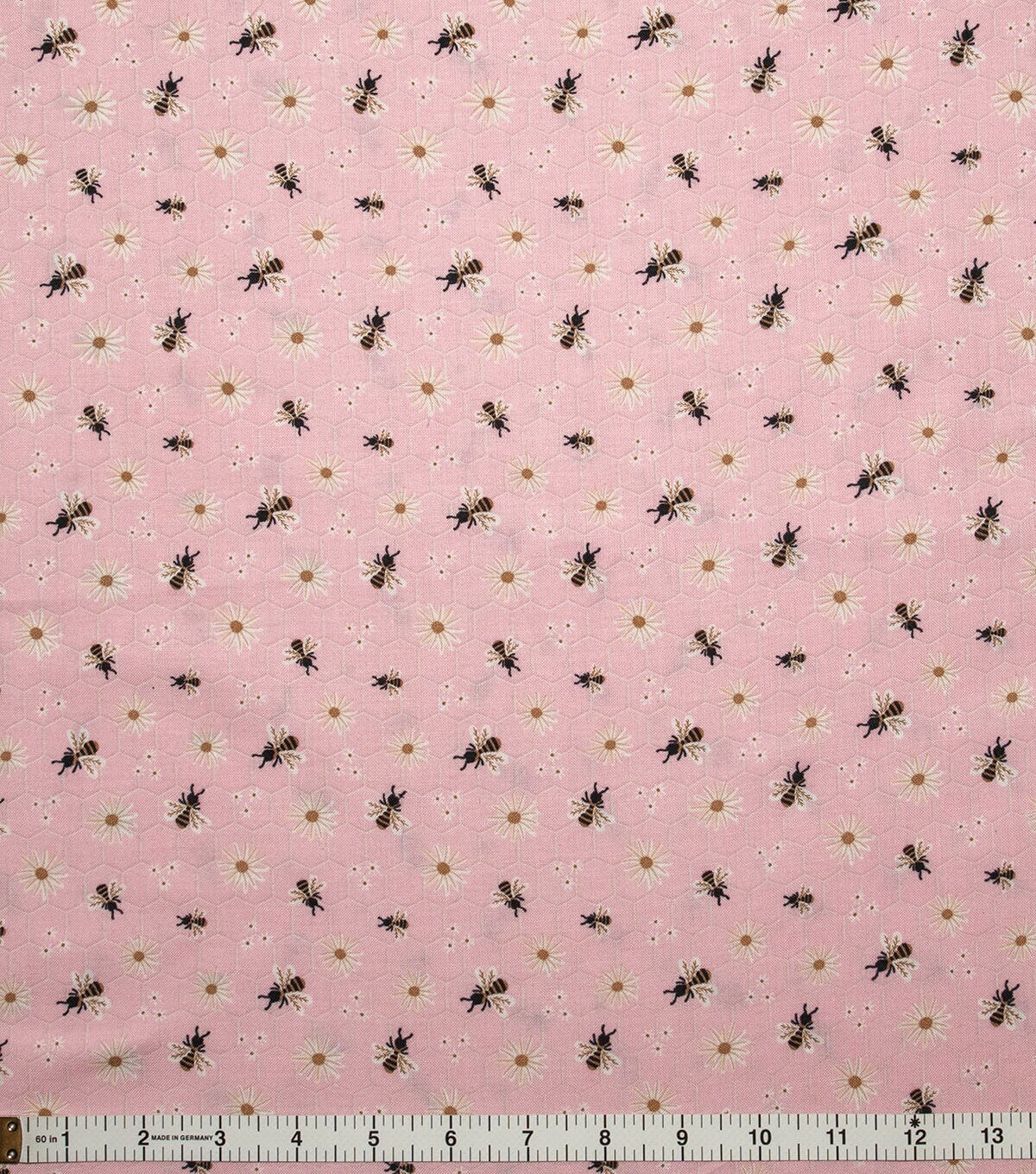 Daisies & Bees on Pink Quilt Cotton Fabric by Keepsake Calico