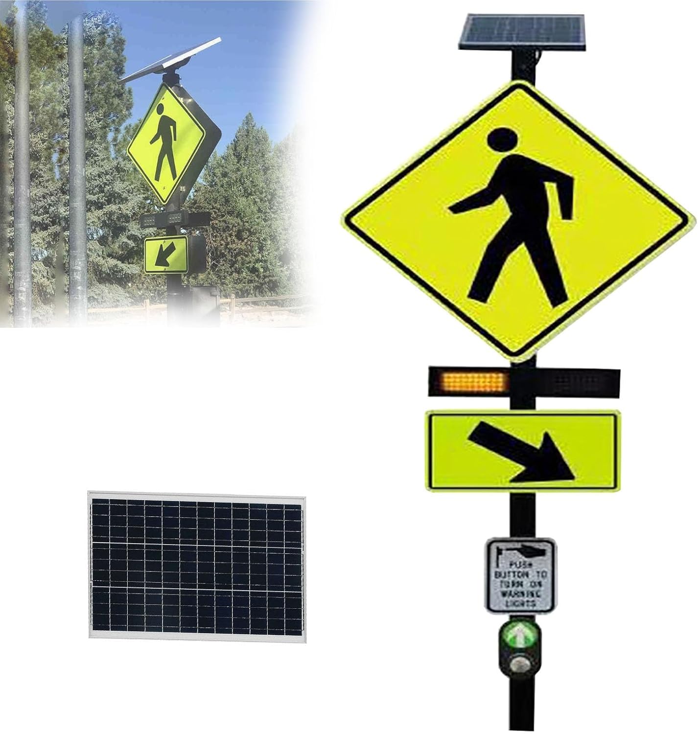 Pedestrian Crossing Sign, Engineer-Grade Reflective Aluminum Traffic Signs,Weatherproof Aluminum Crosswalk Warning Sign for Park School Traffic Safety Alert(Medium)