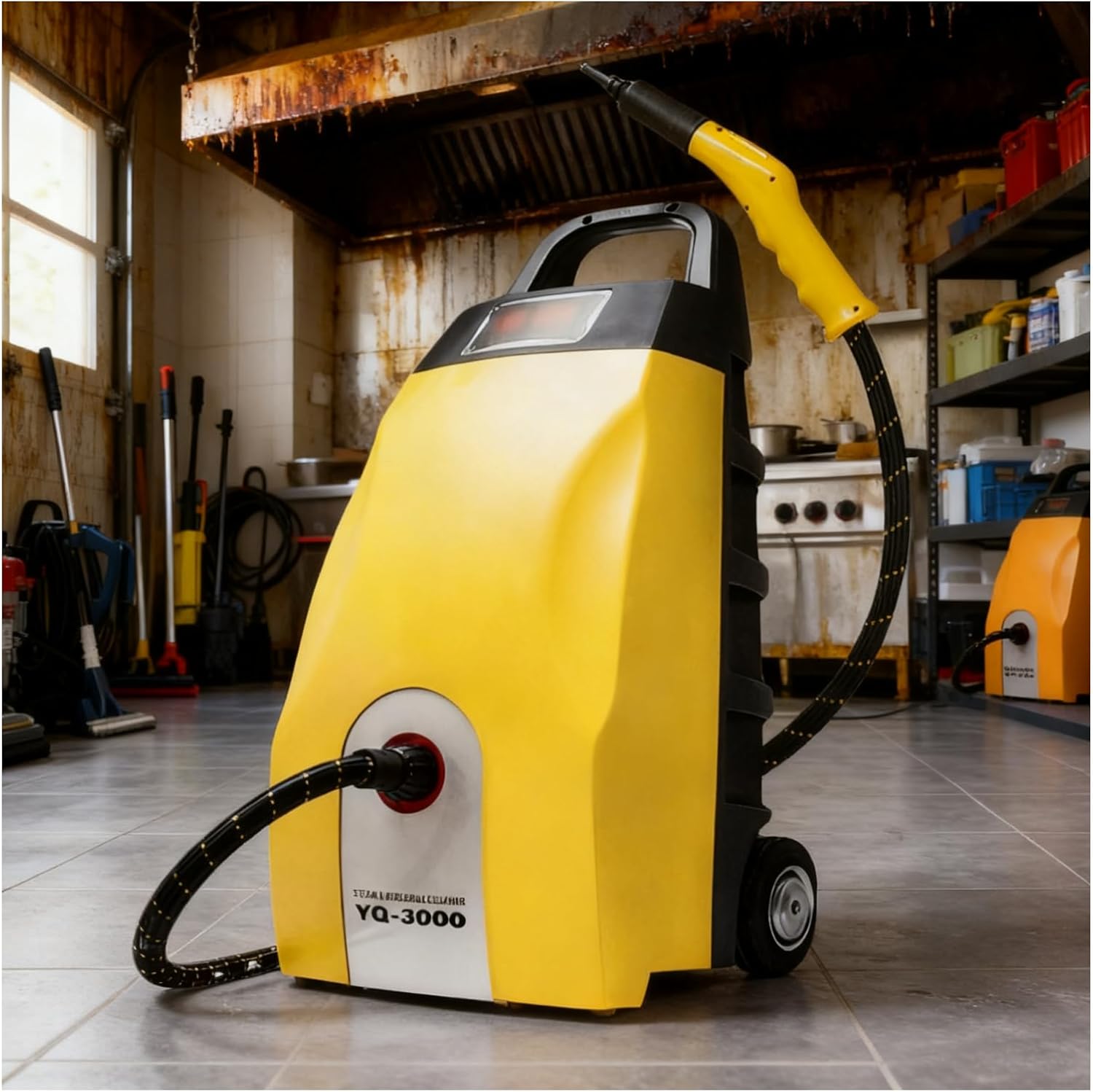 WEICNE 2500 W High-Temp Steam Cleaner, High Pressure Multi-Purpose Steam Washer, 3.5 L Tank, 110℃/230°F High Temp Steam for Home, Car Washing & Range Hood Yellow