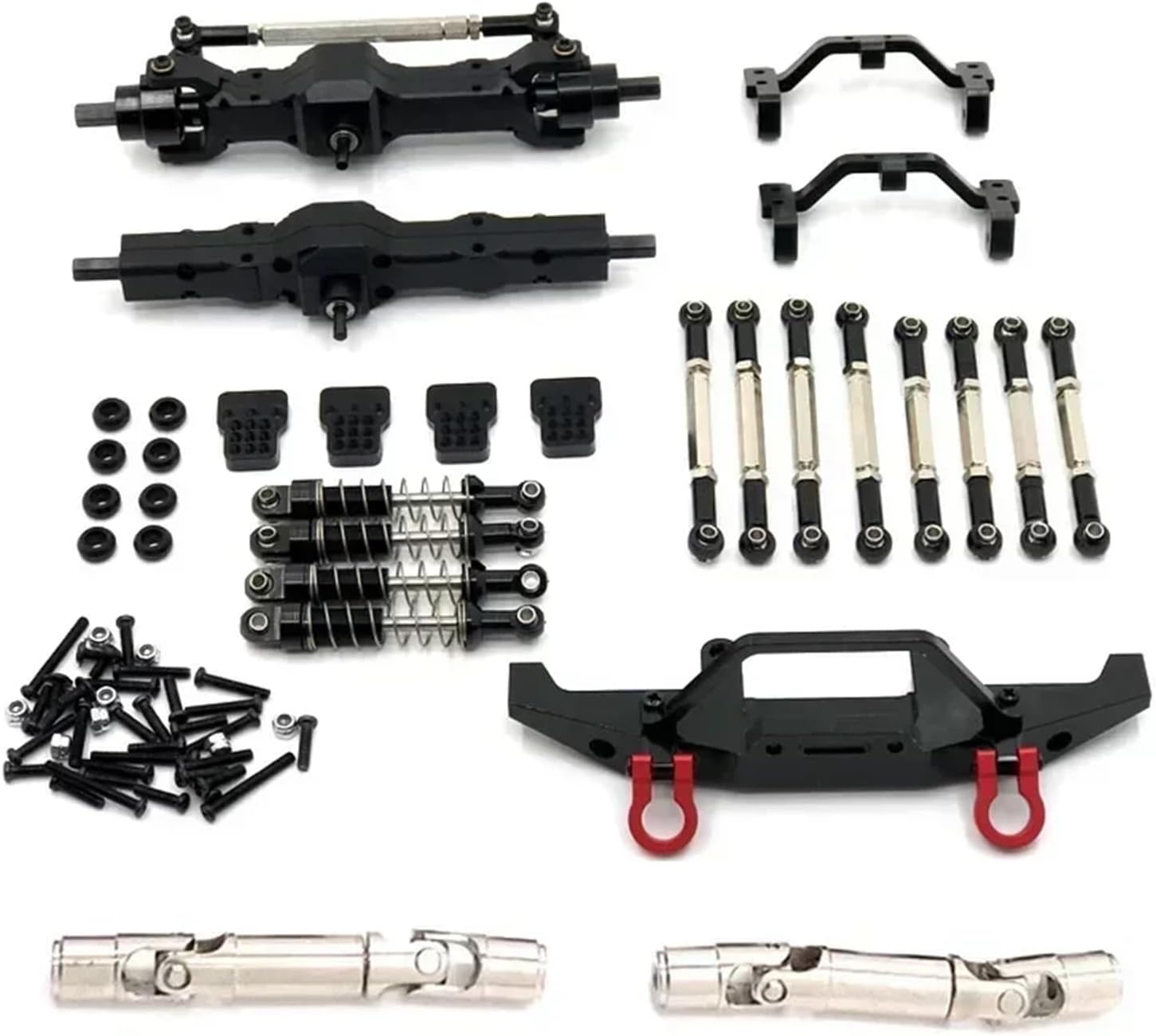 RC Models Spare Parts For Feiyu FY003-5A For WPL C14 C24 1/16 Metal Upgrade Tie Rod Shock Absorber For Seat Nine Piece Set RC Car Parts(Black)