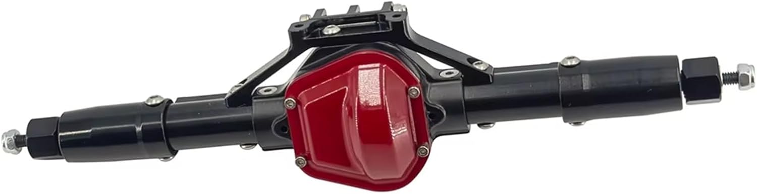 RC Car Parts Compatible with Axial Scx10 4WD D90 1/10 Rc Car Accessories Upgrades Parts Metallic Front Middle Rear Straight Axle with Servo Base(Black,1set)