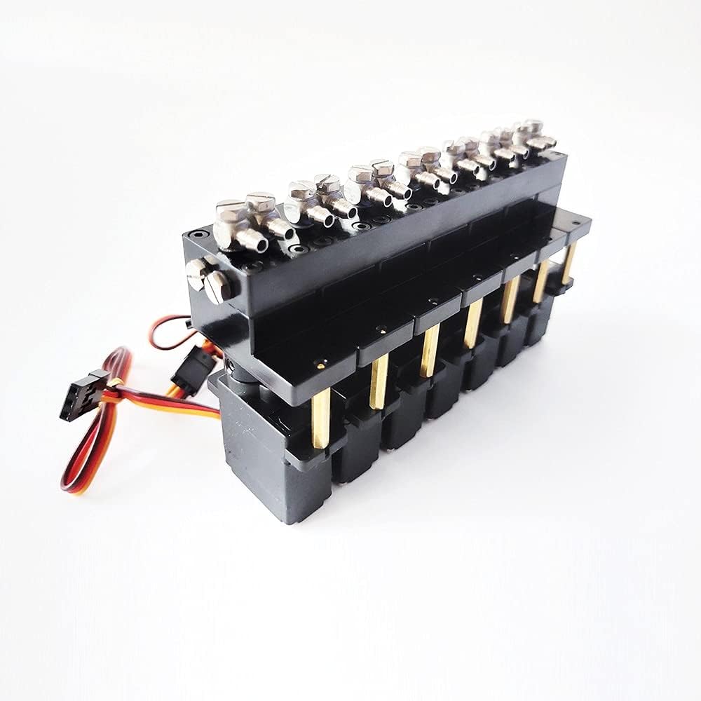 Hydraulic Tools Set Mini Hydraulic 1/2/3/4/5/6/7 CH Directional Valve with Servos for RC 1/12 Hydraulic Excavator Loader Engineering Vehicle Parts (Color : 6CH) (4ch)