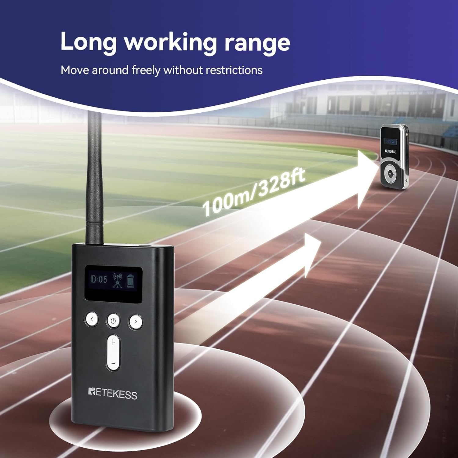 Retekess T130S(2nd Gen T130) Tour Guide Headsets, Support Customization (Font, Color, Logo), Assistive Listening Devices, Tour Guide Audio System for School, Factory (2 TX 60 RX)