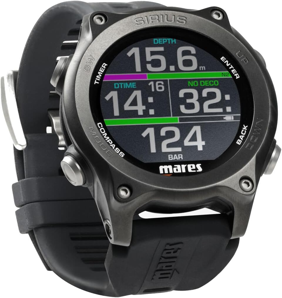 Mares Sirius Watch-Style Wrist Dive Computer for Recreational Divers | Underwater, Snorkeling/Scuba Diving Accessory
