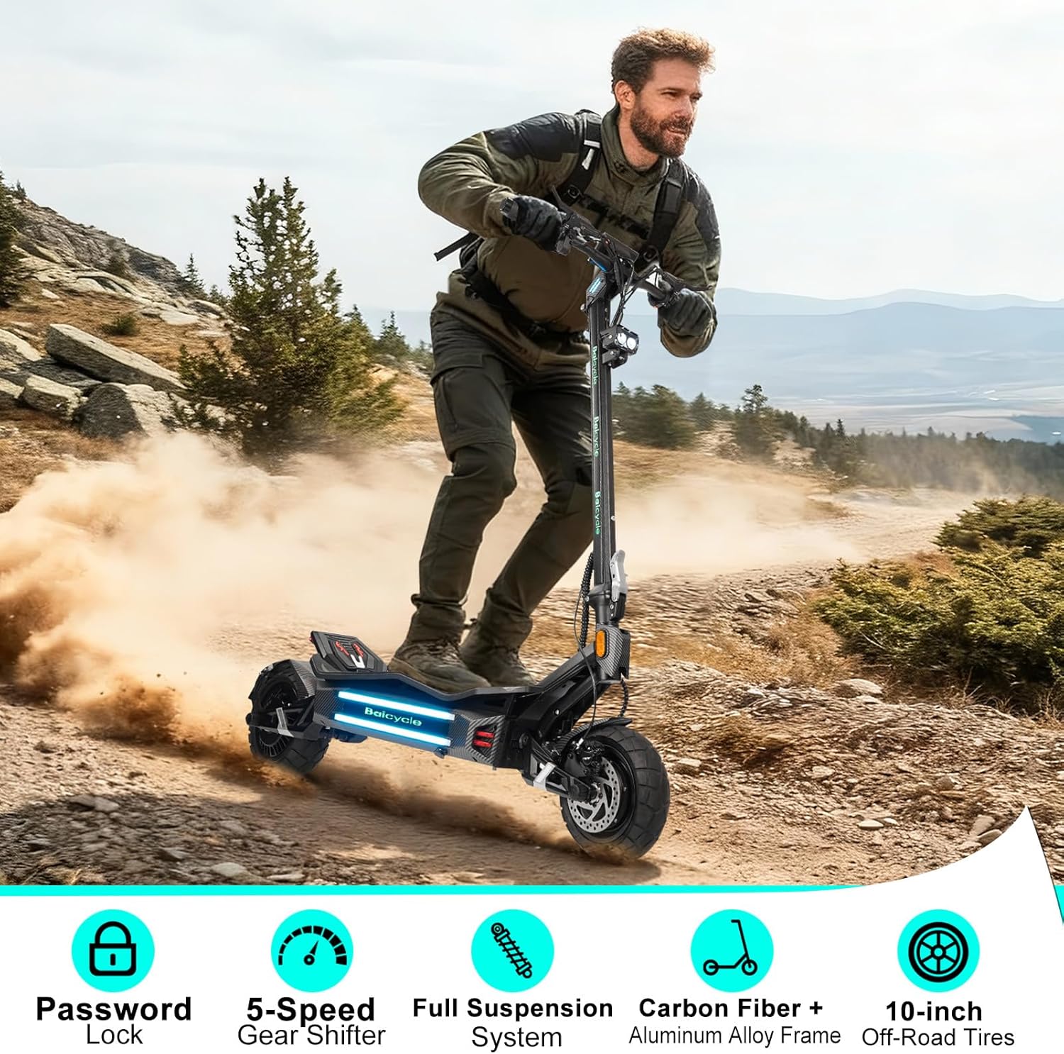Electric Scooter Adults 1600/6000W Motor 50 Miles Long Range & 40/45/50 MPH Top Speed 10