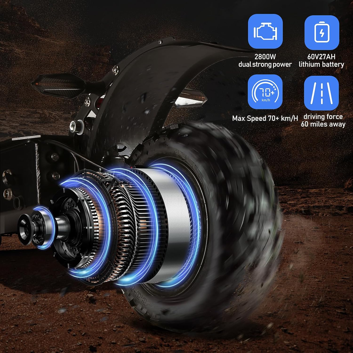 60V 38AH/27AH Electric Scooter Adult,6000W Dual Motors Max Speed 50MPH, Range 45-60 Miles Foldable Electric Scooter with Seat, Dual Suspension All Terrain E-Scooter