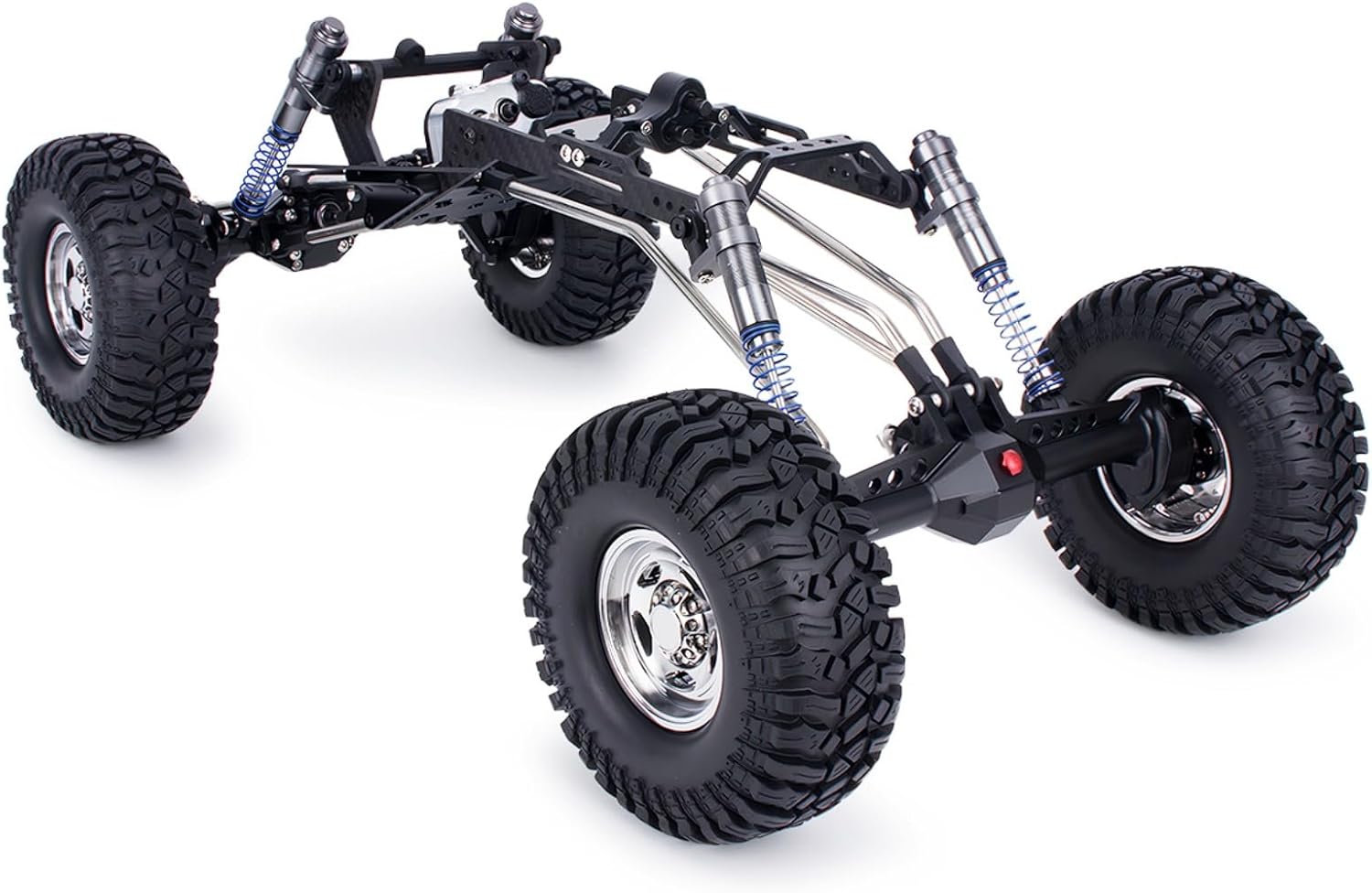High Clearance LCG Chassis Kit for Performance 1/10 RC Crawler Cheater Rigs Carbon Fiber Chassis Rails Gearbox & Adjustable Shock Absorbers DIY Builds Upgardes Parts