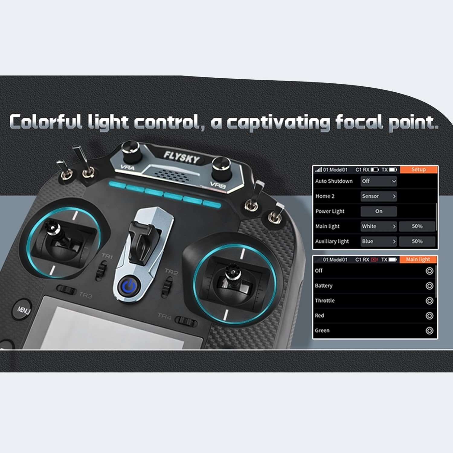 GoolRC Flysky FS-ST16 2.4GHz 16CH Radio Transmitter with FS-SR8 Receiver, 3.5 Inch IPS Screen Dual Antenna Remote Controller with Receiver for RC Car Boat Airplane (Left Hand Throttle)