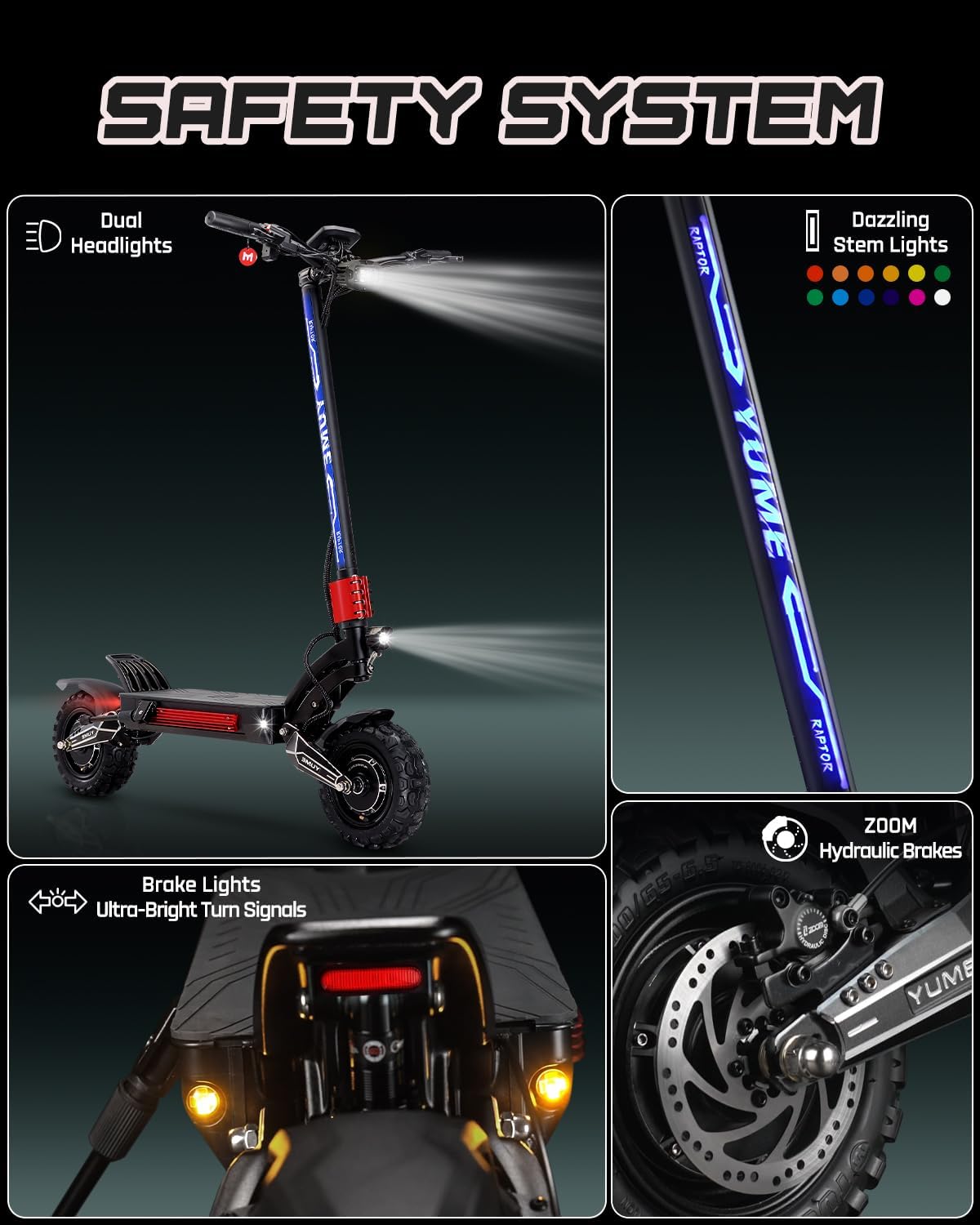 M YUME SCOOTER Raptor 6000W Motor Scooter, 50MPH 56/60 Miles 60V 27/30AH Electric Scooter for Adults, 11