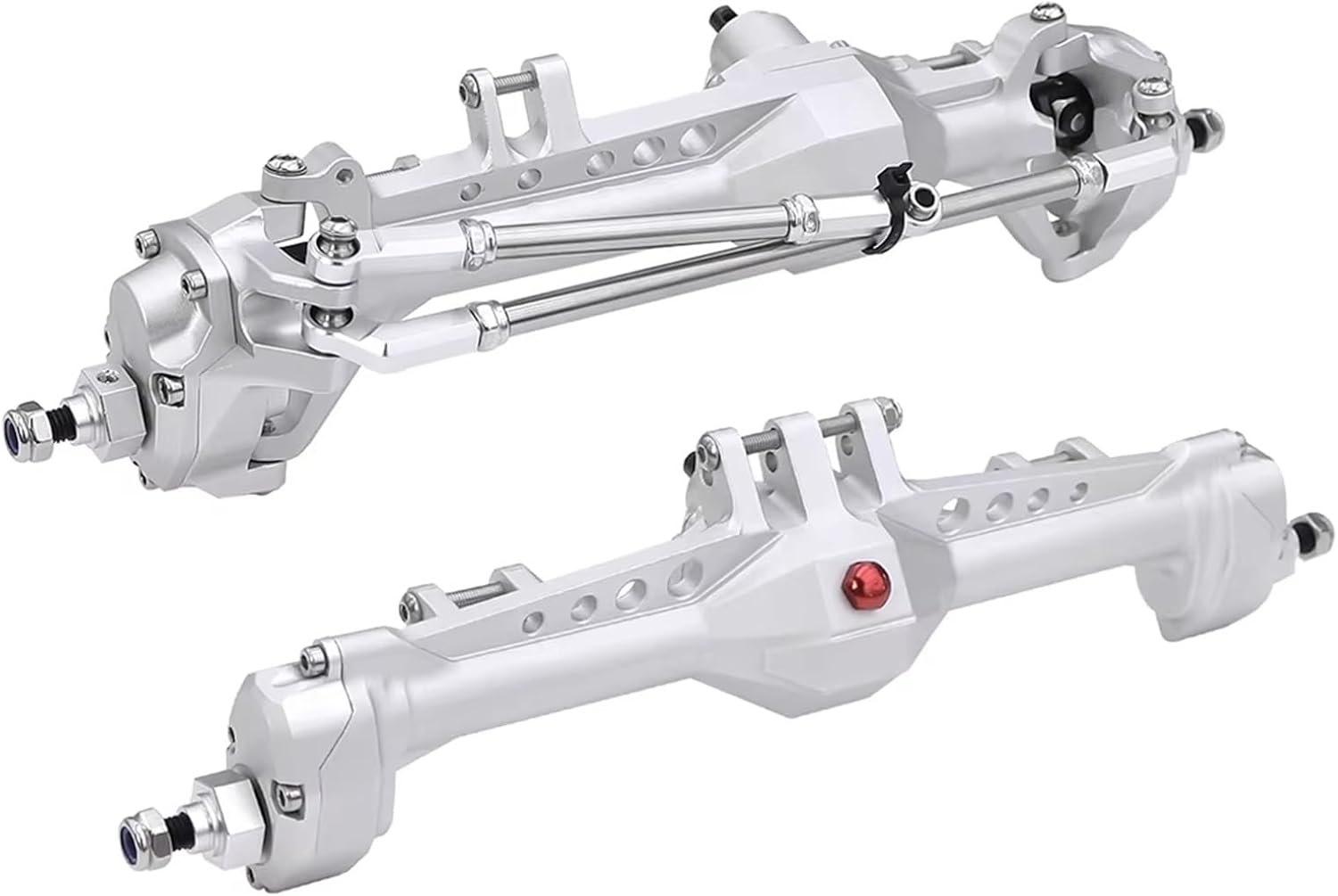 Compatible with Vanquish for VS4-10 for Phoenix F10 for LCG 1/10 RC Crawler Car Upgrade Parts Aluminum Front Rear Portal Axle Complete Set RC Car Part Accessories(Silver,1 Set)