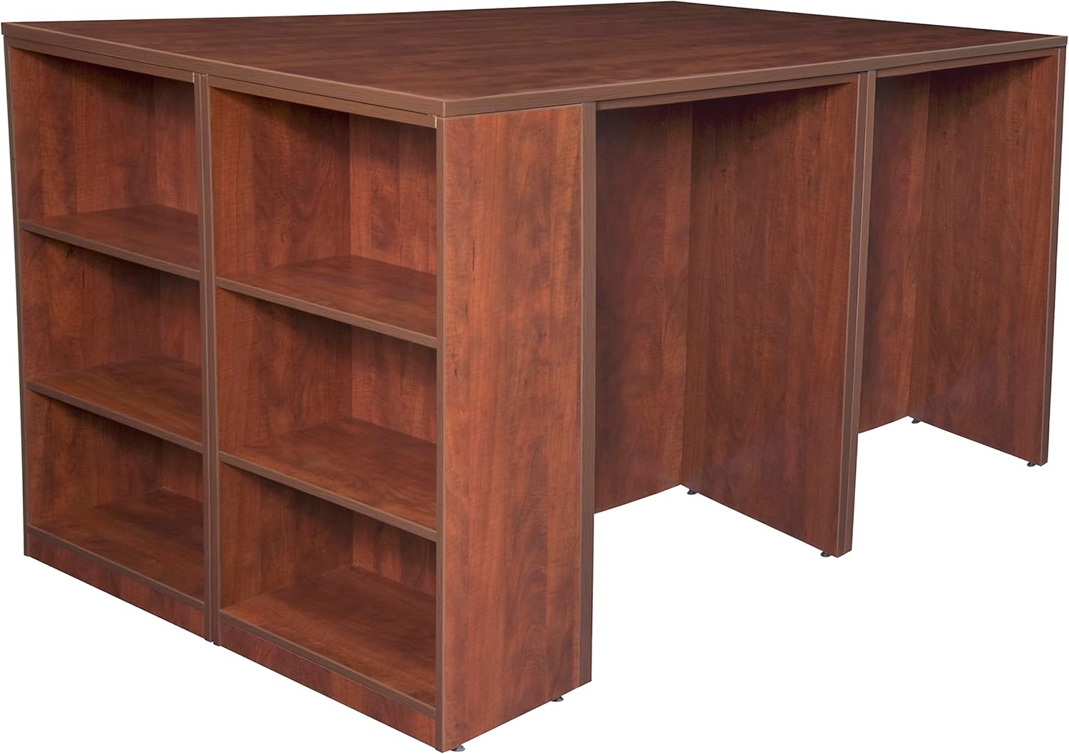 Romig Regency Legacy Stand Up Lateral File/3 Desk Quad with Bookcase End, Cherry