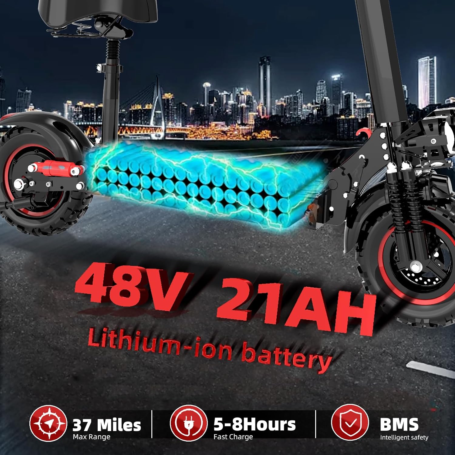 Electric Scooter Adults, 40 Miles Long Range, 35 Mph, 11