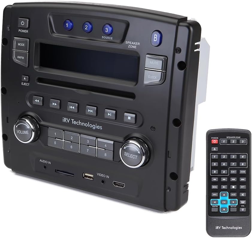 iRV Technology iRV34 AM/FM/CD/DVD/MP3/MP4 /USB/SD/HDMI/Digital2.1/Surround Sound/Bluetooth 3 Zones wall mount RV Radio Stereo