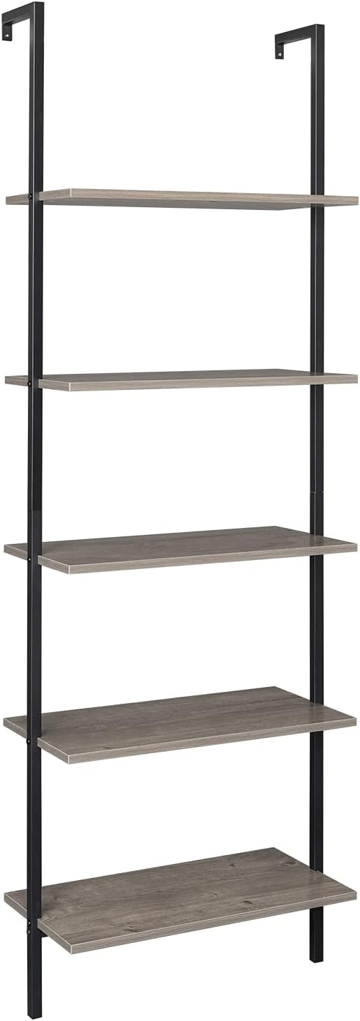 jinyi2016SHOP Bookshelf Modern trapezoidal Bookshelf, 5 Layers, Industrial Metal Bookshelf, Storage Shelf, for Living Room Bookcase Storage Rack (Color : Gray Black)