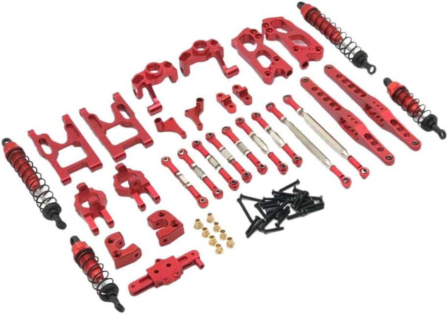Metal Steering Cup Swing Arm Body Rod Shock Absorber Replacement Parts for 12427 12428 12423 FY-03 1/12RC Car(Red)