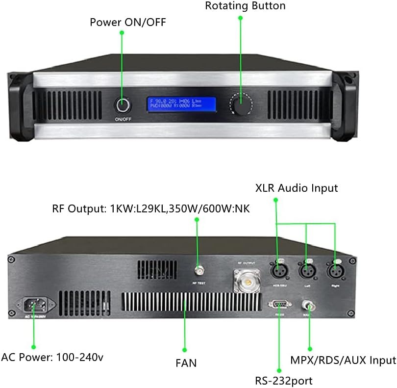 500W FM Broadcast Transmitter for Church, Professional High Power Long Range FM Radio Transmitter for Broadcasting Equipment for Radio Station