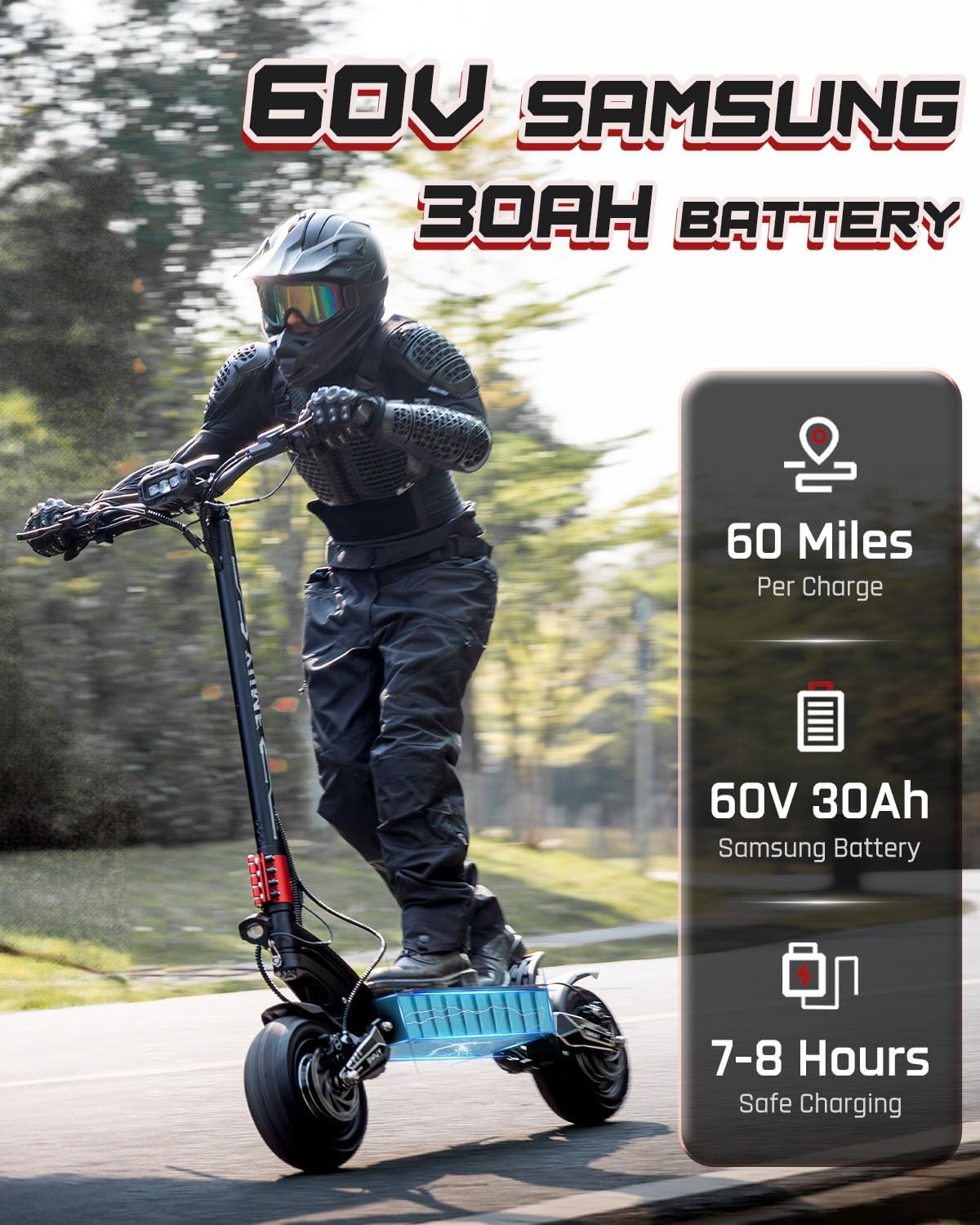 M YUME SCOOTER Raptor 6000W Motor Scooter, 50MPH 56/60 Miles 60V 27/30AH Electric Scooter for Adults, 11