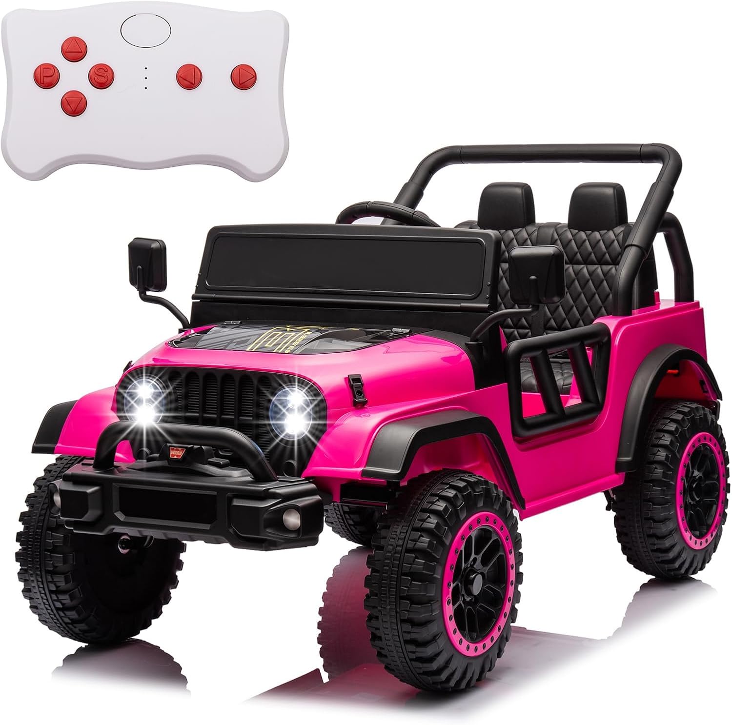 FINITO 24V Ride On Toys, Electric Car for Kids, with Remote Control, LED Lights, Music Player, and Bluetooth Functionality, Suitable as a Gift for Boys and Girls Aged 3+ (Pink)