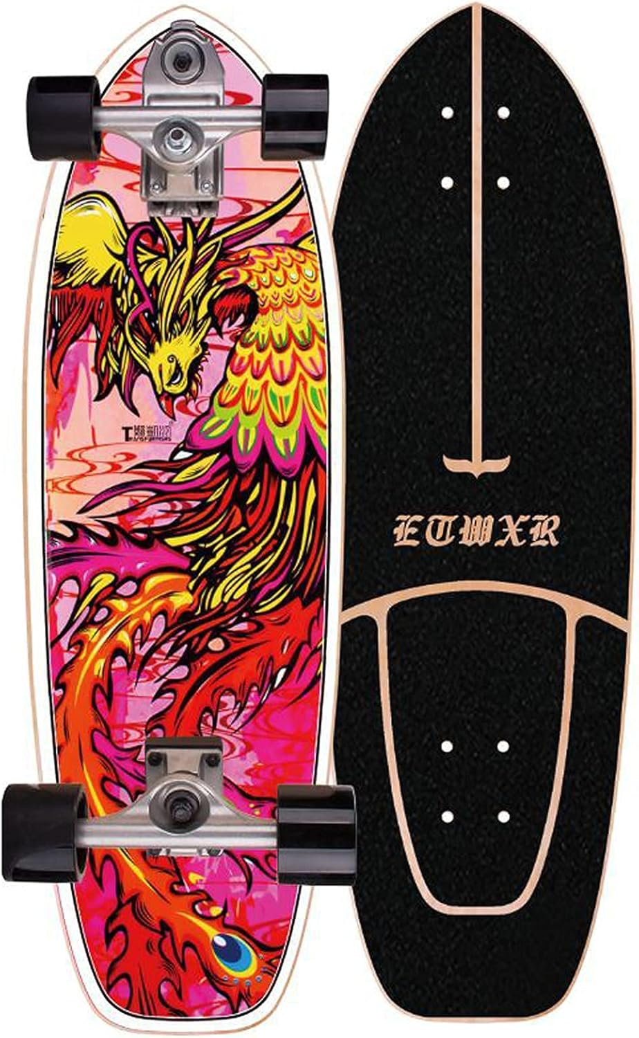 VOMI SurfSkates Pumpping Carving Skateboard 75×23.5cm Land Surfing Complete Skateboard P7 Truck (Bidirectional Steering Thruster + INDY) ABEC-11 Bearing 7 Layers Maple Deck for Kids Teens Adults (F)