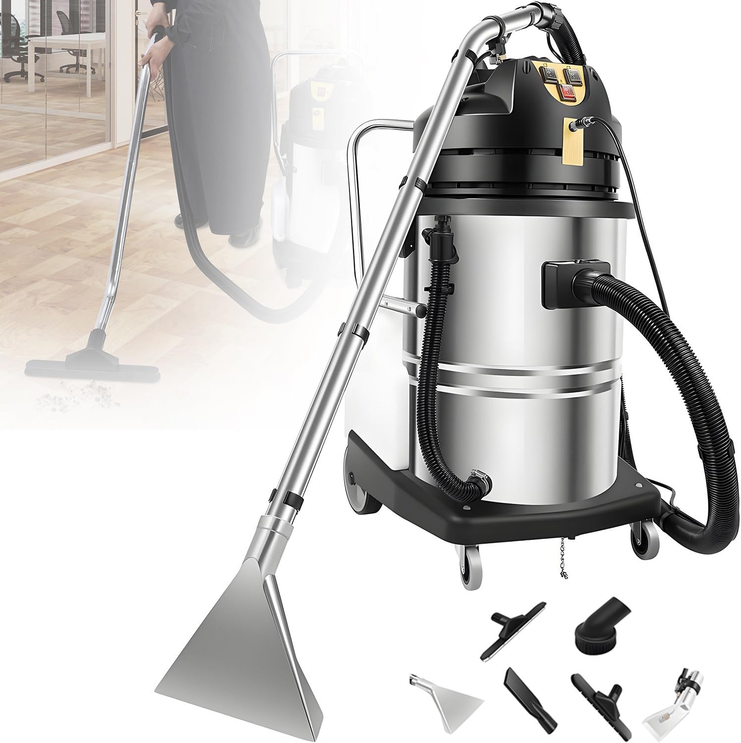 Ruiseawing 30L/40L/60L Commercial Carpet Cleaning Machine, 3 in 1 Professional Extractor Upholstery Wet Dry Vacuum Cleaner, Portable Spot Cleaner for Hotels, Offices 60L