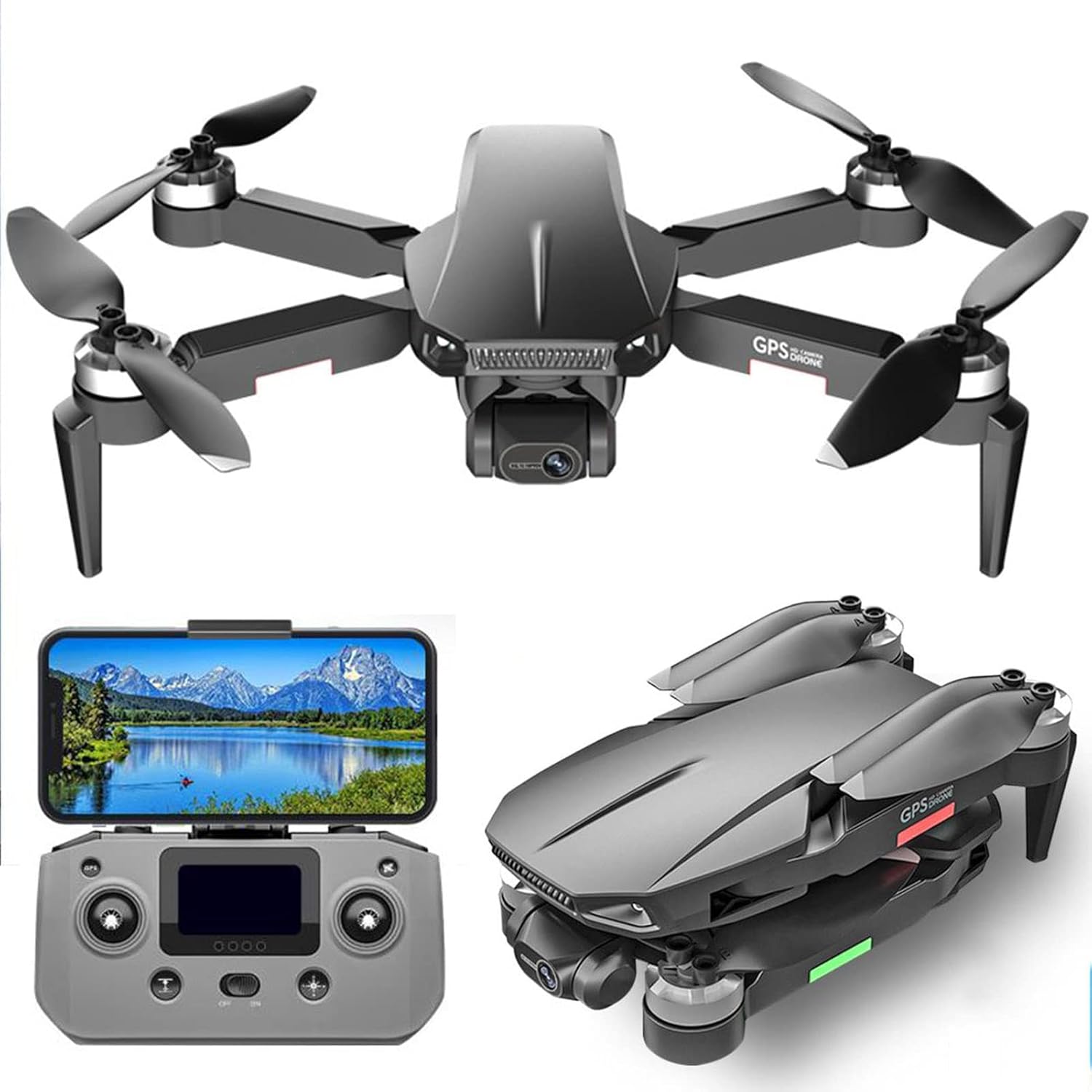 GPS Drone with 4K 3-Axis Gimbal Camera for Adults 1.2 km Distance 75Mins Flight Time Brushless Motor 5GHz FPV Transmission RC Quadcopter GPS Auto Return Home Follow Me