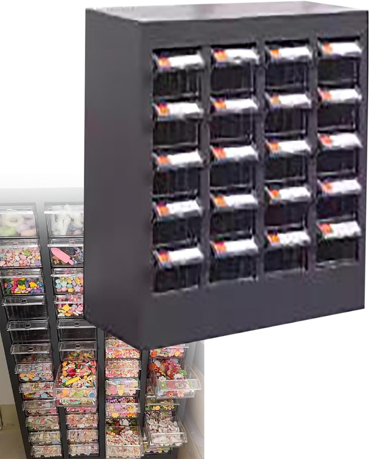 Storage Cabinet, Small Parts Organizer for Workshop, Garage, Tool Room, Electronic Components & Hardware Tool Cabinet with Secure Drawers(Clear,60 Drawers H 90CM)