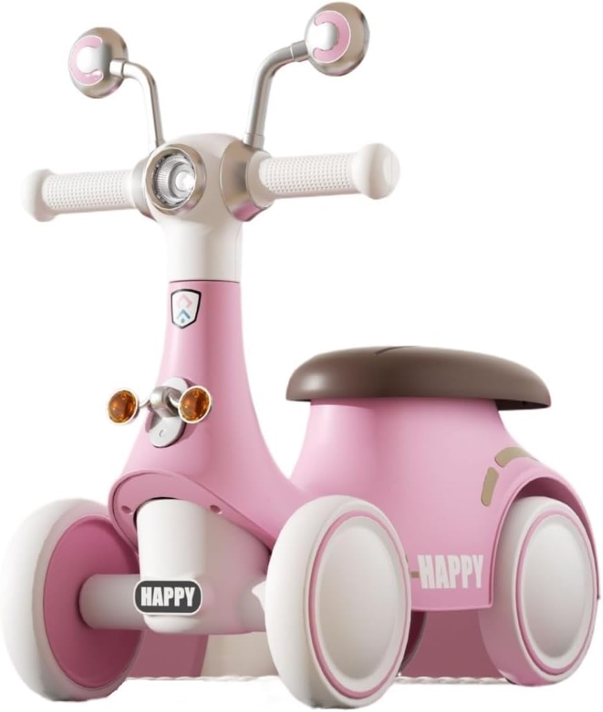 Wiggle Scooter Baby Balance Bike with Music and Lights No Pedal for 1-3 Years Old Boys Girls Kids Ride on Toys(Pink)
