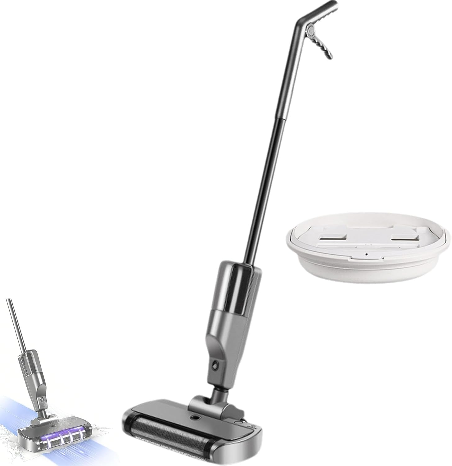 Wet and Dry Vacuum Cleaner, 3-in-1 Wireless Smart Vacuum Cleaner With Spray Function,Self-cleaning Mop Vacuum,Lightweight Cordless Floor Cleaner for Hard Floors Pet Hair Food Scraps (Gray + Bucket)