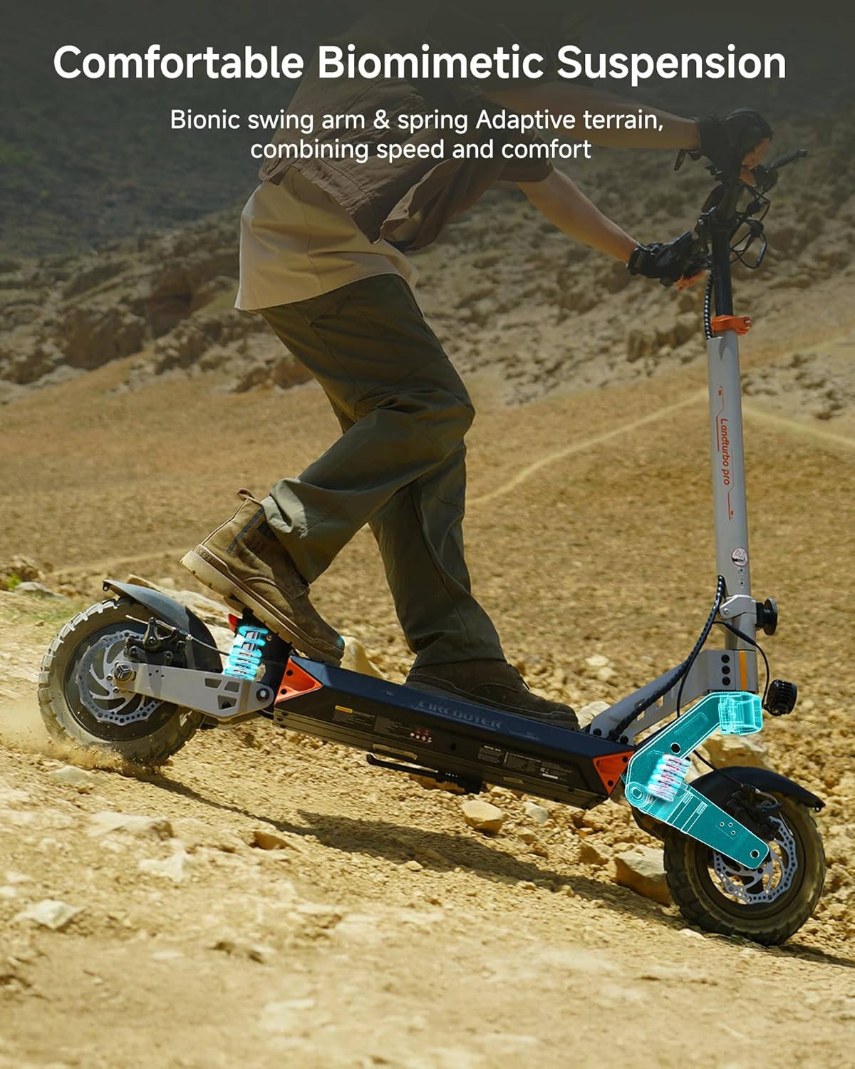 Circooter Landturbo Electric Scooter, 330LBS Capacity for Heavy Adults, 34-39 Miles Range&1000W Motor, 28-32MPH, 10'' Off-Road Tires, APP Control for Commuting & Outdoor Adventure