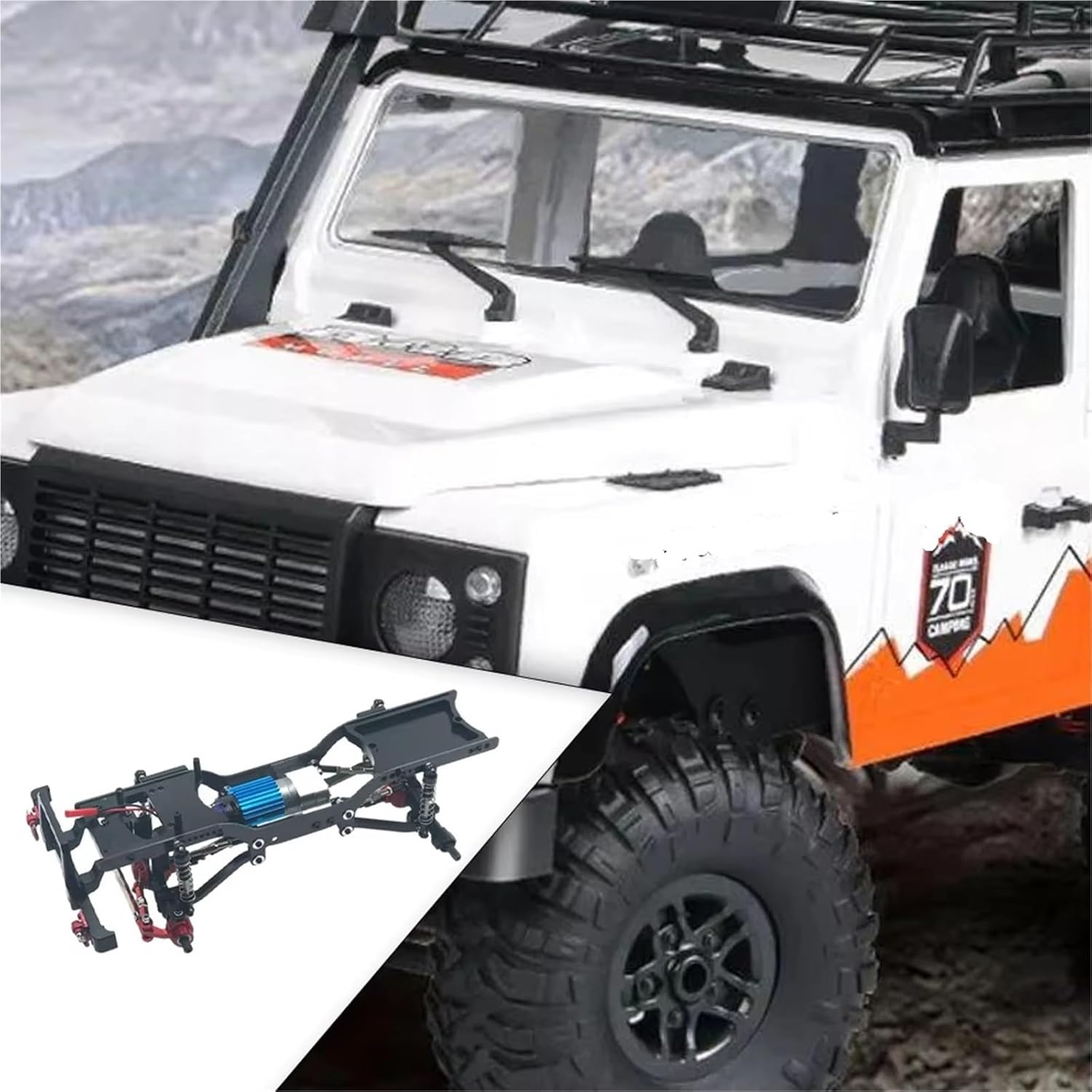 RC Car Parts Compatible with MN D90 1/12 RC Car Accessories Replacement Parts RC Upgrade Part Aluminum Alloy Precision Car Frame(Black)