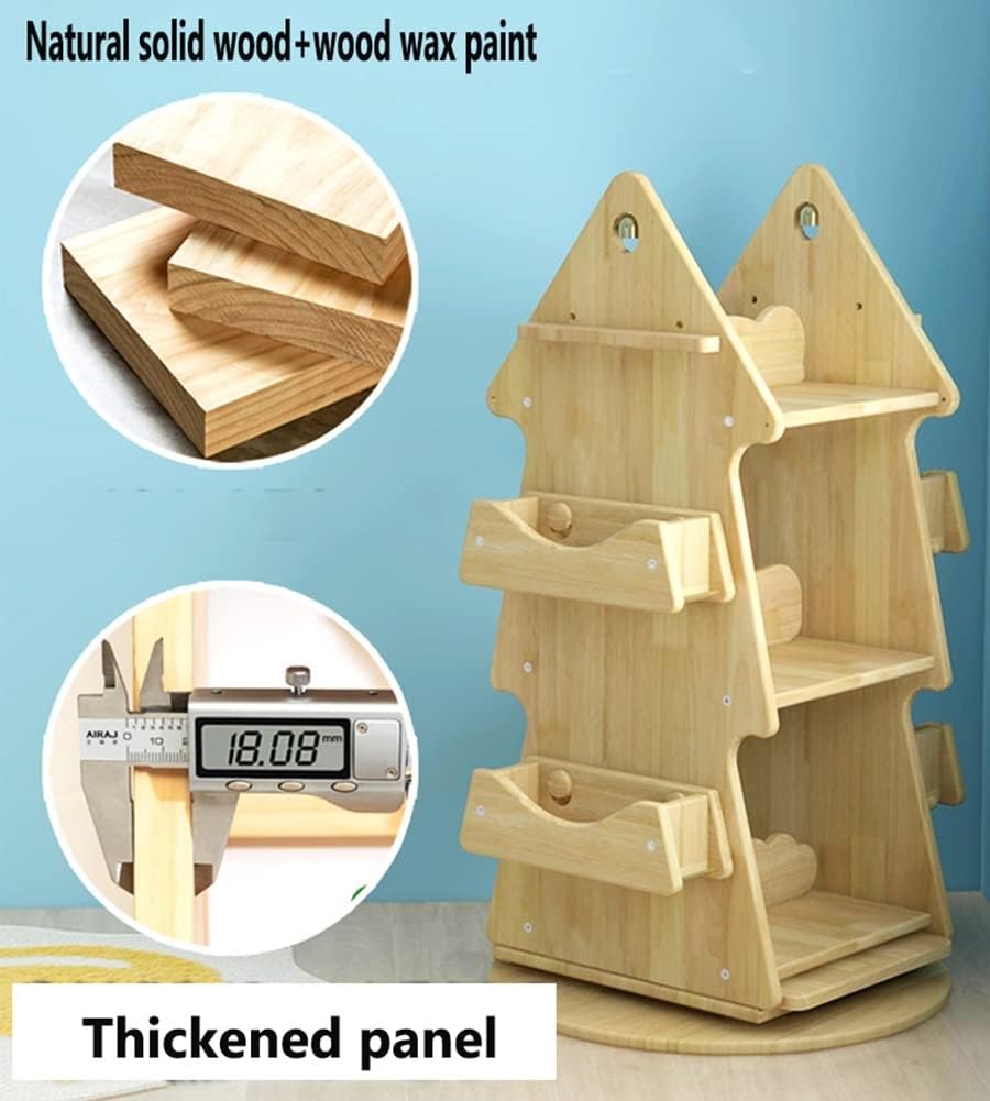 360 Degree Rotation Kids Bookshelf, Home Kindergarten Playground Tree Shaped Bookcase，Toy Book Display