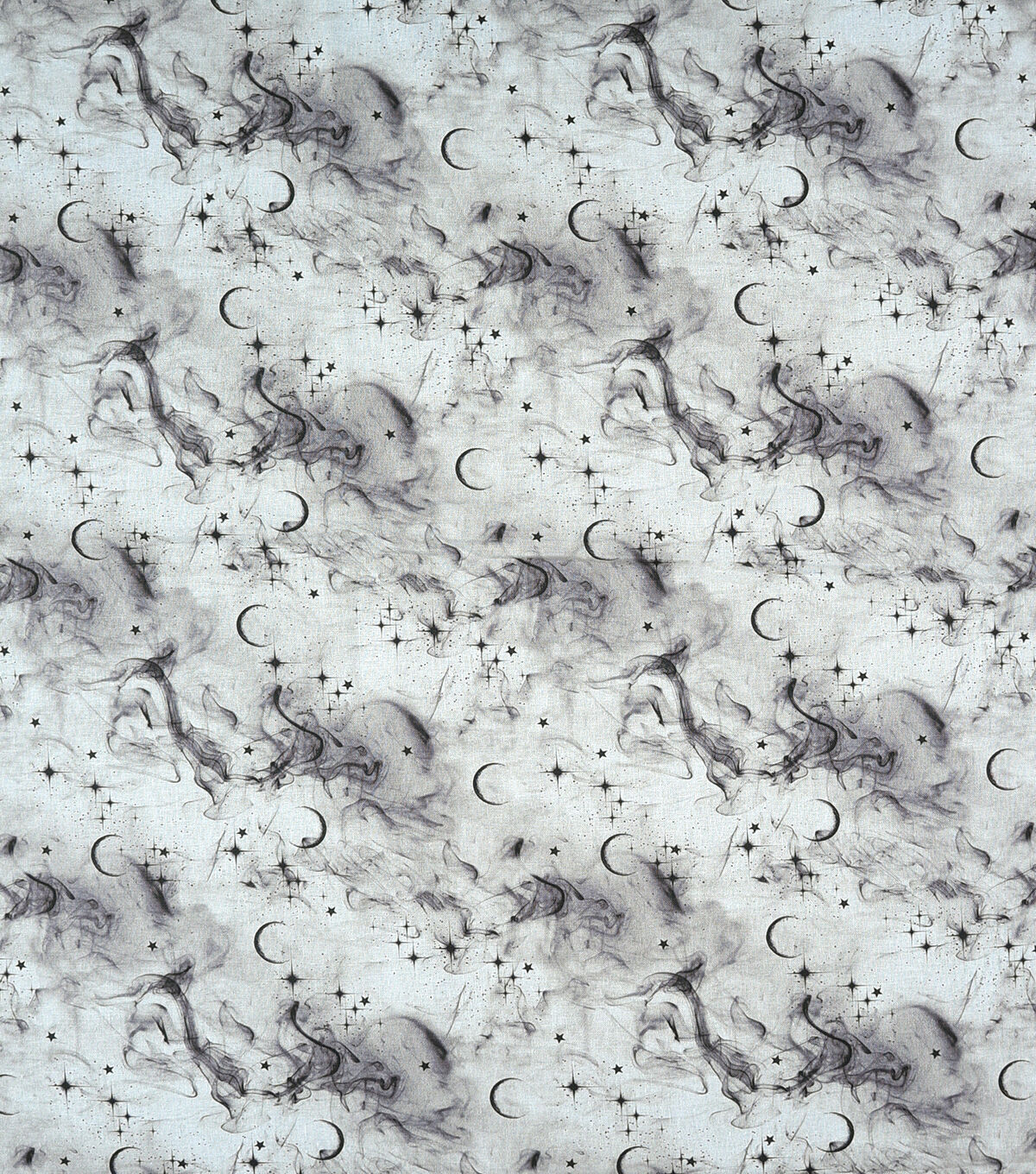 Moons & Smoke on White Cotton Fabric