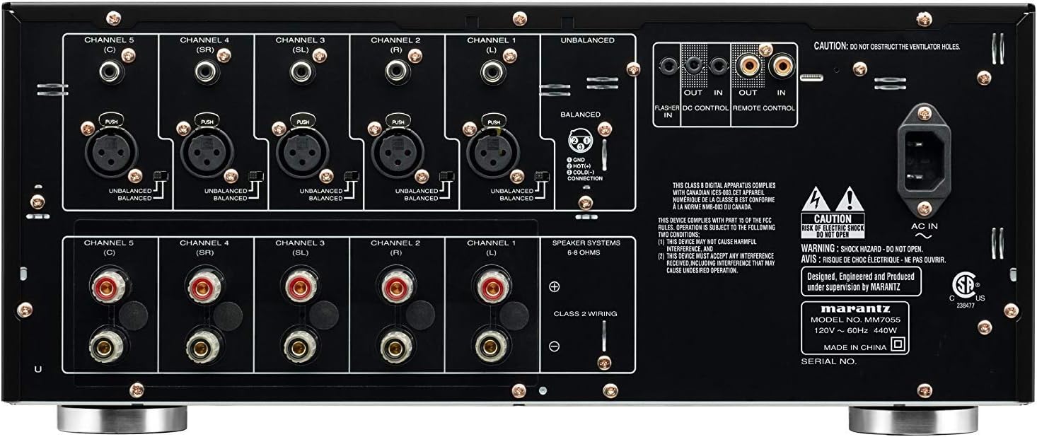 Marantz MM7055 Power Amplifier 5-Channel Amp for Ultimate Home Theater & Audio Systems | High-Power Capability