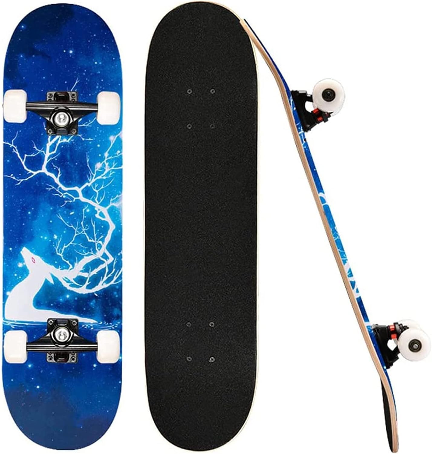 Complete Skateboard 80CM with 7 Layers of Canadian Maple Suitable for Girls Boys Beginner Skateboards