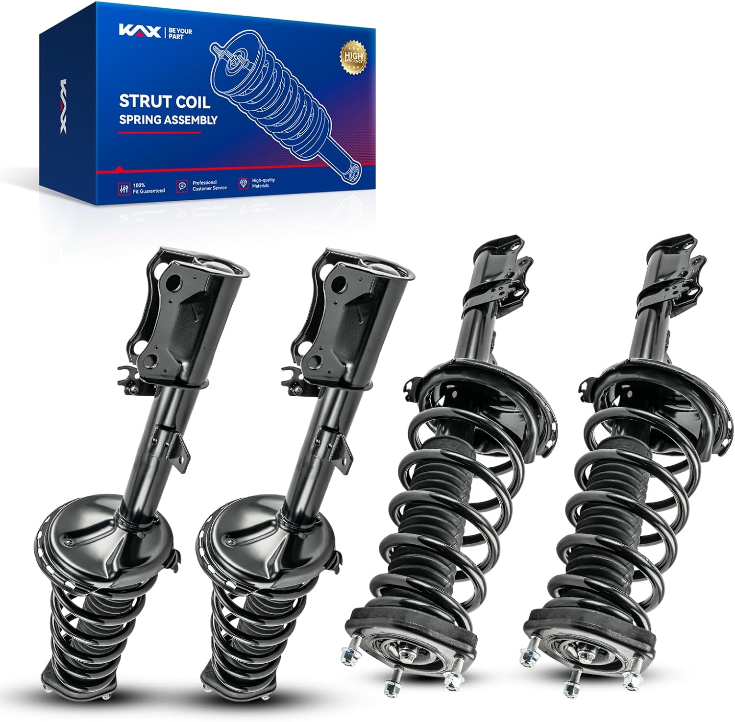 KAX Complete 4 Piece Front and Rear Strut Assembly Kit for 2009-2012 Toyota Venza, 2x Shock Absorber Struts with Coil Spring, 2x Shock Absorber Struts, Full Set Replaces All 4 Corners