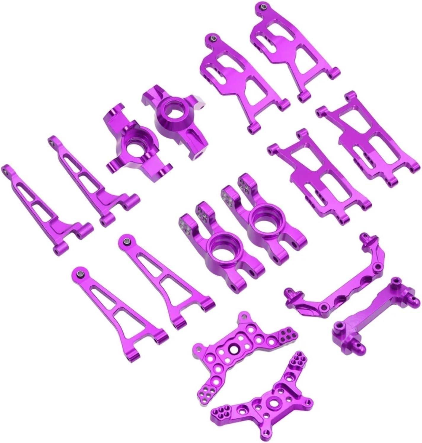 RC Spare Part for Mjx 14210 14209 RC Car Upgrade Spare Part Metal Steering Cup Upper Lower for Swing Arm Set Shock Tower Bracket Body Post(Purple,B Set)