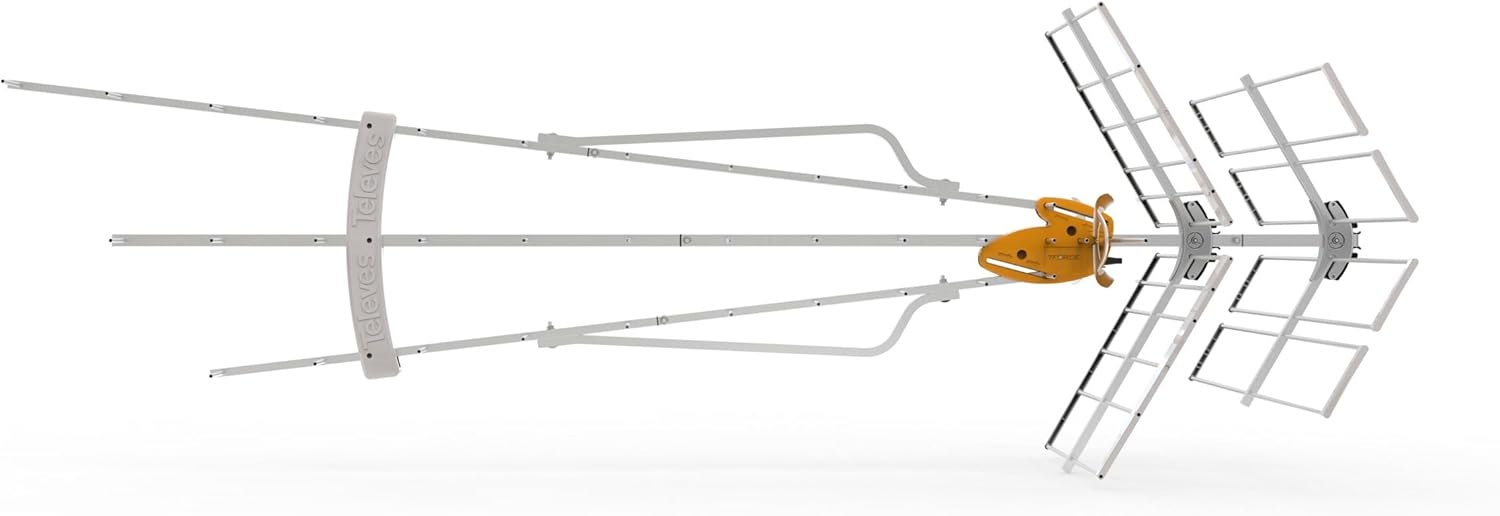 Televes DAT BOSS Mix LR 149884 HDTV Antenna – Long Range High VHF/UHF Reception with Built-in TForce Amplifier, FM & LTE/4G/5G Filtering, Up to 100 mi Range, Power Supply Included - Made in Spain