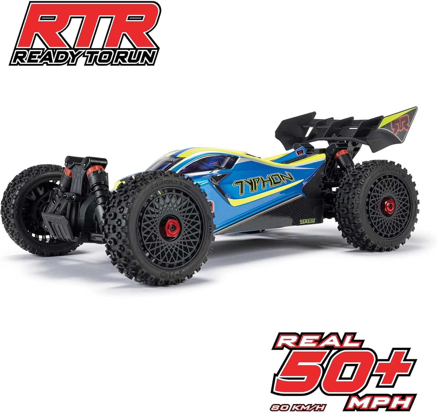 ARRMA RC Car 1/8 Typhon 4X4 223S BLX BRUSHLESS Buggy RTR (Battery and Charger Not Included) with DSC Blue/Yellow, ARA4306V4T4
