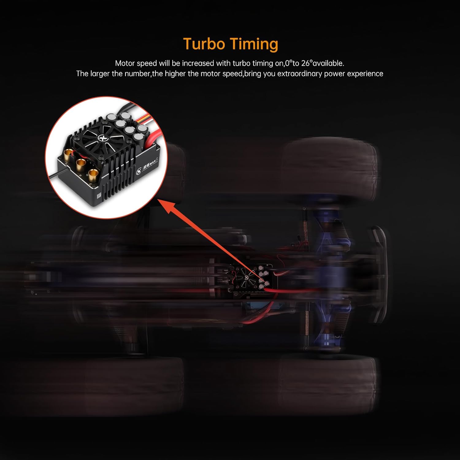 XC E6MAX APP Controls Sensored Brushless ESC for RC Car, 3-8S Lipo,550A Continuous Current,8-25A、6.0/7.4/8.4V BEC,Suitable for 1/6、1/7 Scale On-Road Speed Car Truck Monster