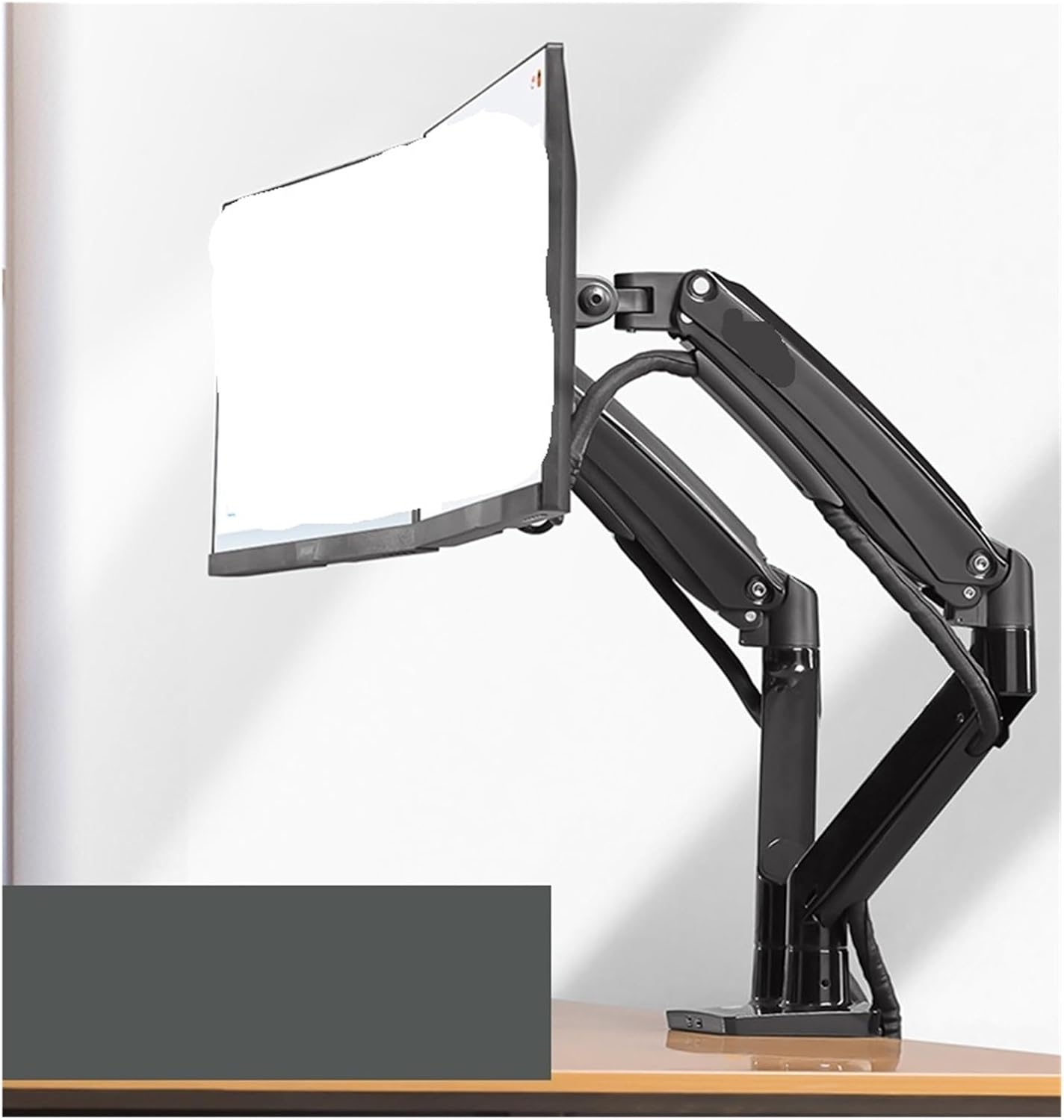 F195A Aluminum Alloy 22-32 Inch Dual LCD LED Monitor Stand with Gas Spring Arm and 2 USB Ports(White)