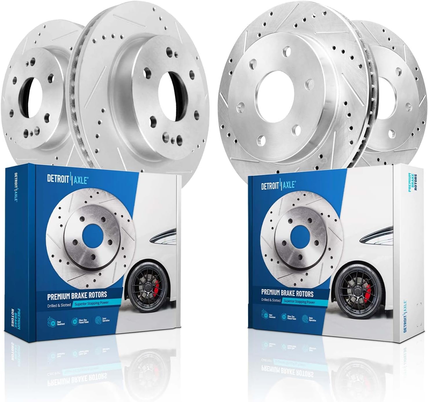 Detroit Axle - Brake Rotors for Chevy GMC Silverado Sierra 1500, Tahoe Yukon XL Suburban Cadillac Escalade ESV Drilled Slotted Brake Rotors Replacement : 13.50