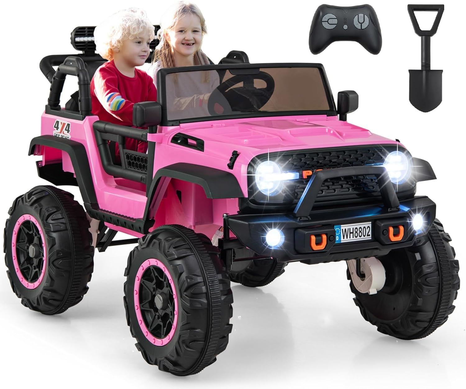 OLAKIDS 24V Ride On Car, 2WD/4WD Switchable 2 Seater Kids' Electric Vehicle Jeep Truck with 20