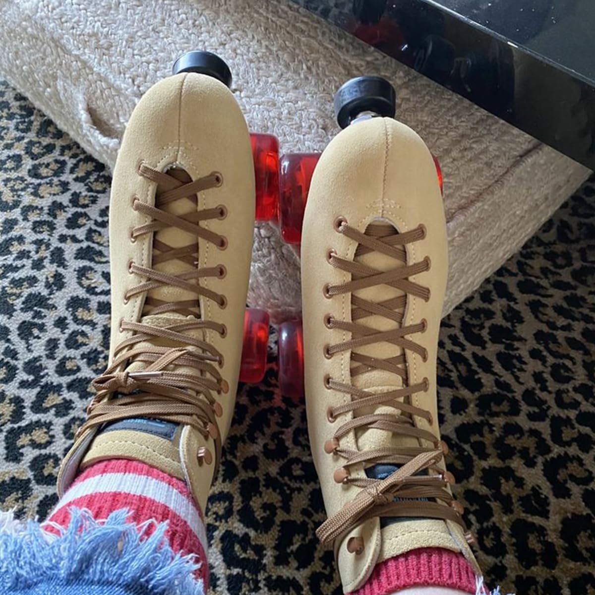 Sure Grip Tan Boardwalk Outdoor Roller Skates for Men & Women | Made in USA and Imported | 65mm Wheels with Nylon Sole Material - ABEC 3 Bearings with 5/8